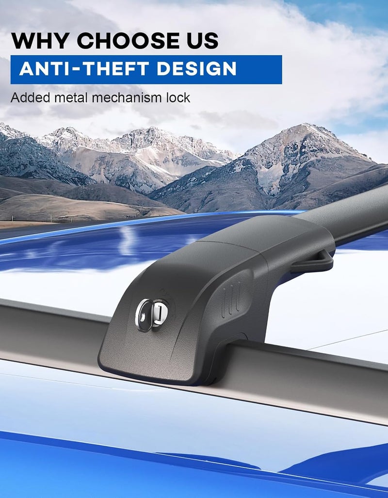 wonderdriver 300lbs Lockable Roof Rack Cross Bars Compatible with Subaru Forester 2014-2026 with Raised Side Rails (Not for Wilderness), Heavy Duty Aluminum Roof Rails Crossbars Rooftop Luggage - Image 4